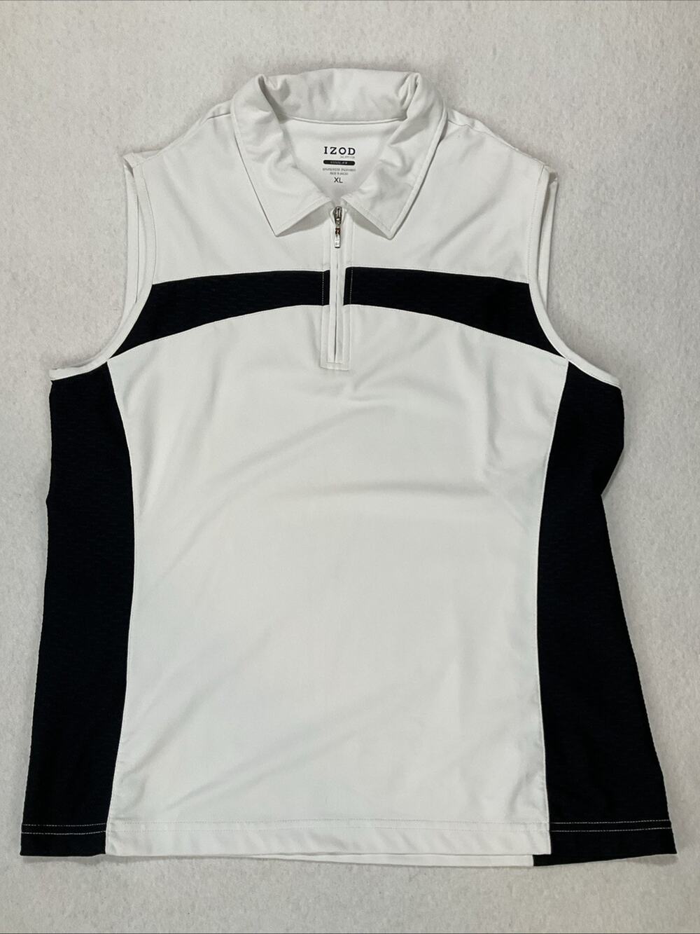 IZOD XFG Active Golf Shirt Cool-Fx Womens Sleeveless Top XL White Black 1/4 Zip